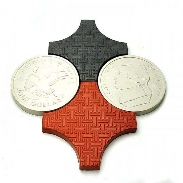 Тротуарная плитка Монеты мира 35 мм серая