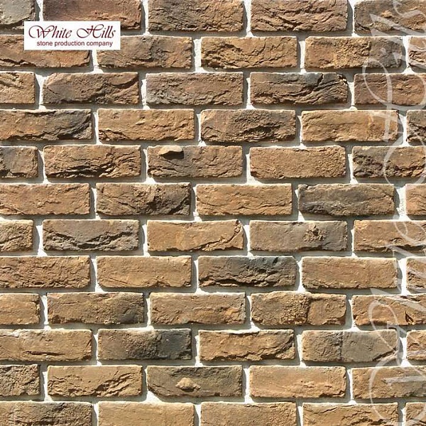 307-40 White Hills Облицовочный кирпич «Бремен брик» (Bremen brick), коричнево-черный, плоскостной.