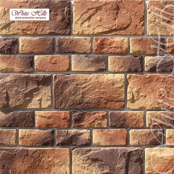 435-40 White Hills Облицовочный камень «Шеффилд» (9,5*19,5 см)  (Sheffield), коричневый, плоскостной