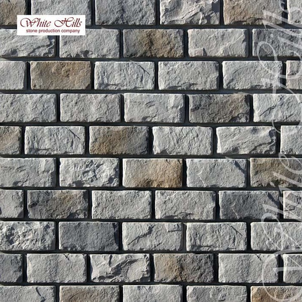 436-80 White Hills Облицовочный камень «Шеффилд» (9,5*19,5 см)  (Sheffield), светло-серый, плоскостн